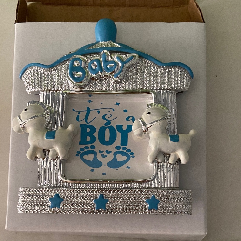 NWB/ Adorable Blue and Silver Baby Photo Frame
